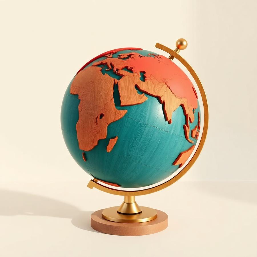 Cartography Globe Puzzle — Continents carved, not printed