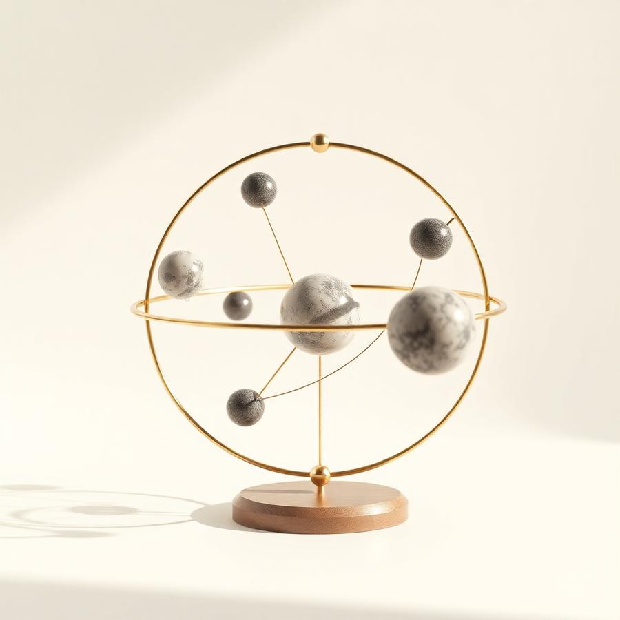 Orbital Solar System — A hand-cranked orrery in polished stone and brass